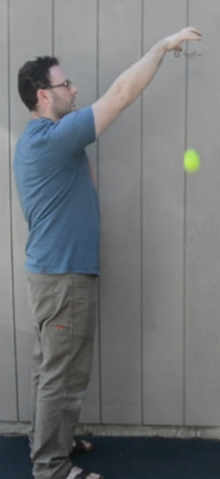 <p>A man dropping a ball. </p>

