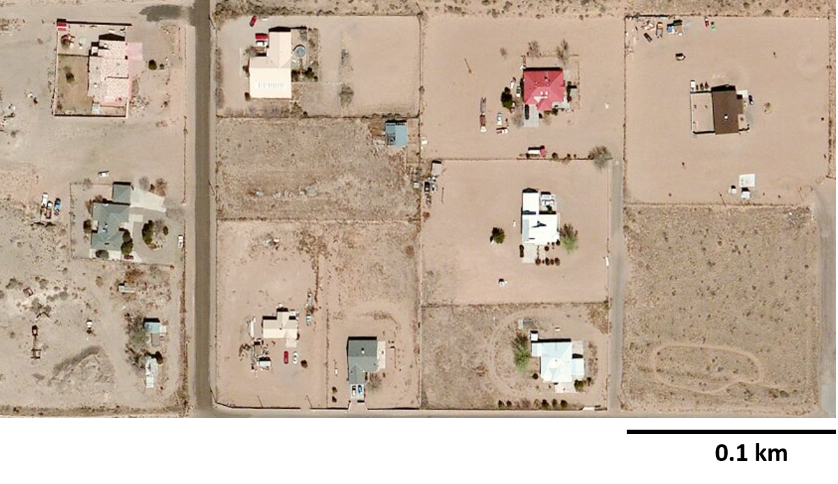 <p>An aerial image of a neighborhood.</p>
