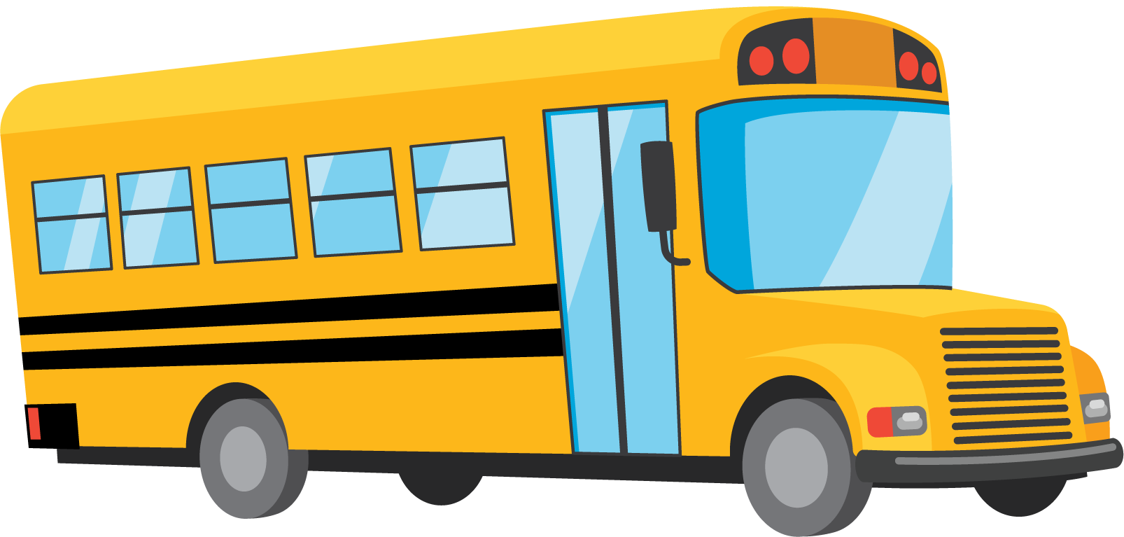 yellow school bus with 4 wheels.