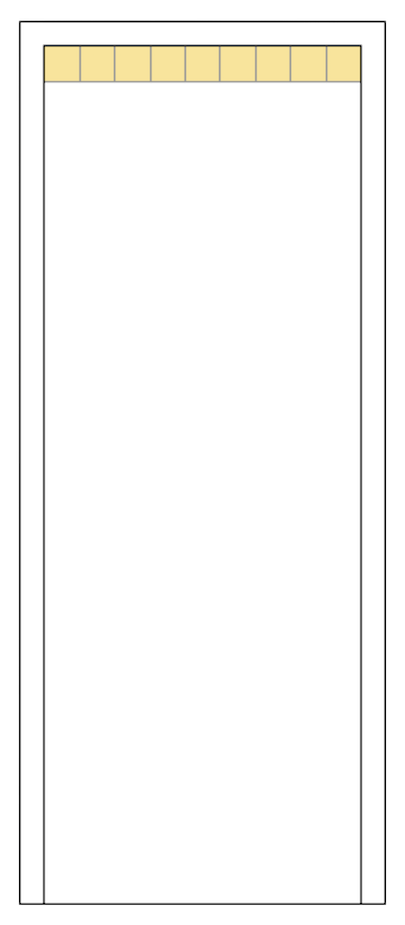 image of a door with 9 square sticky notes, top of door, covering the width of the door horizontally