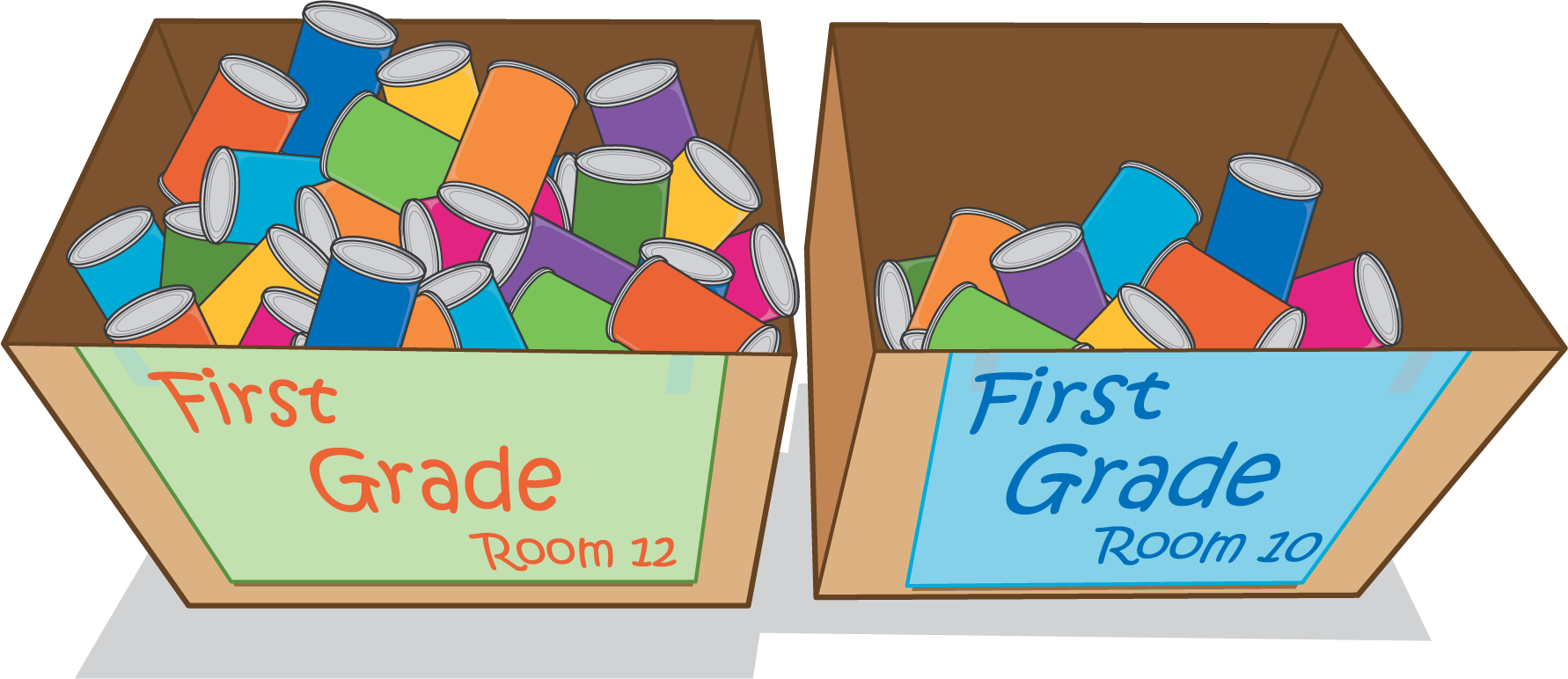 Boxes with cans.