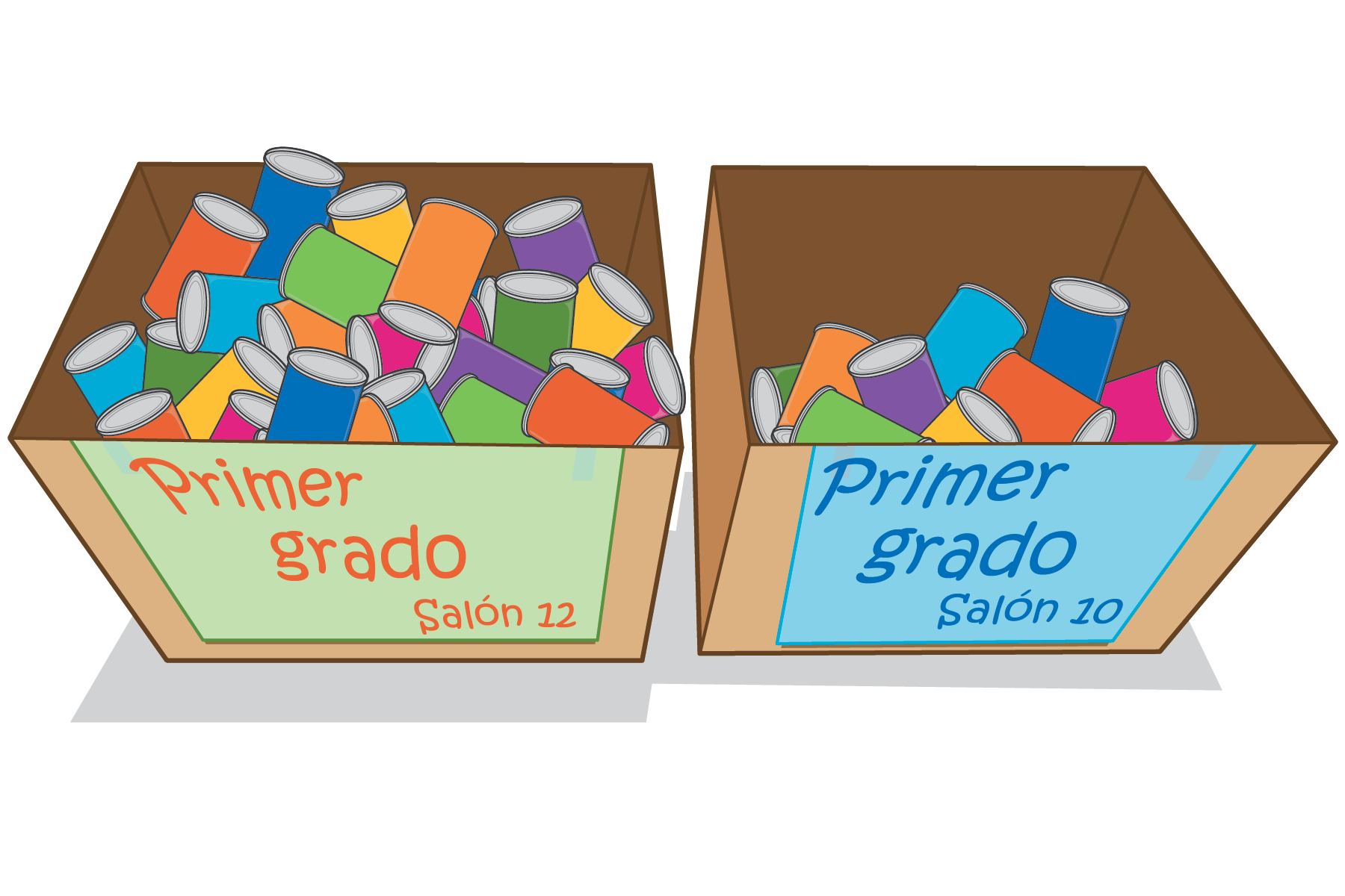 Boxes with cans.