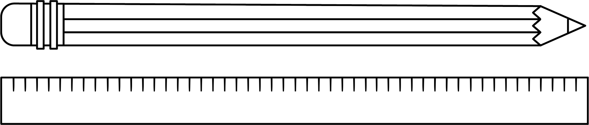<p>pencil with ruler along length</p>

