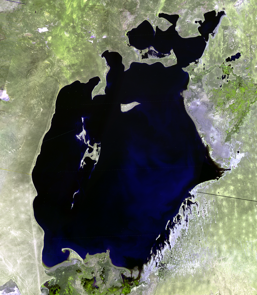 An aerial photo of a large body of water.