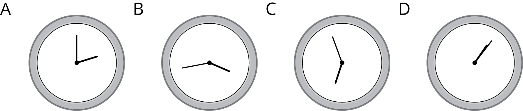 image of 4 unlabeled clocks. 
