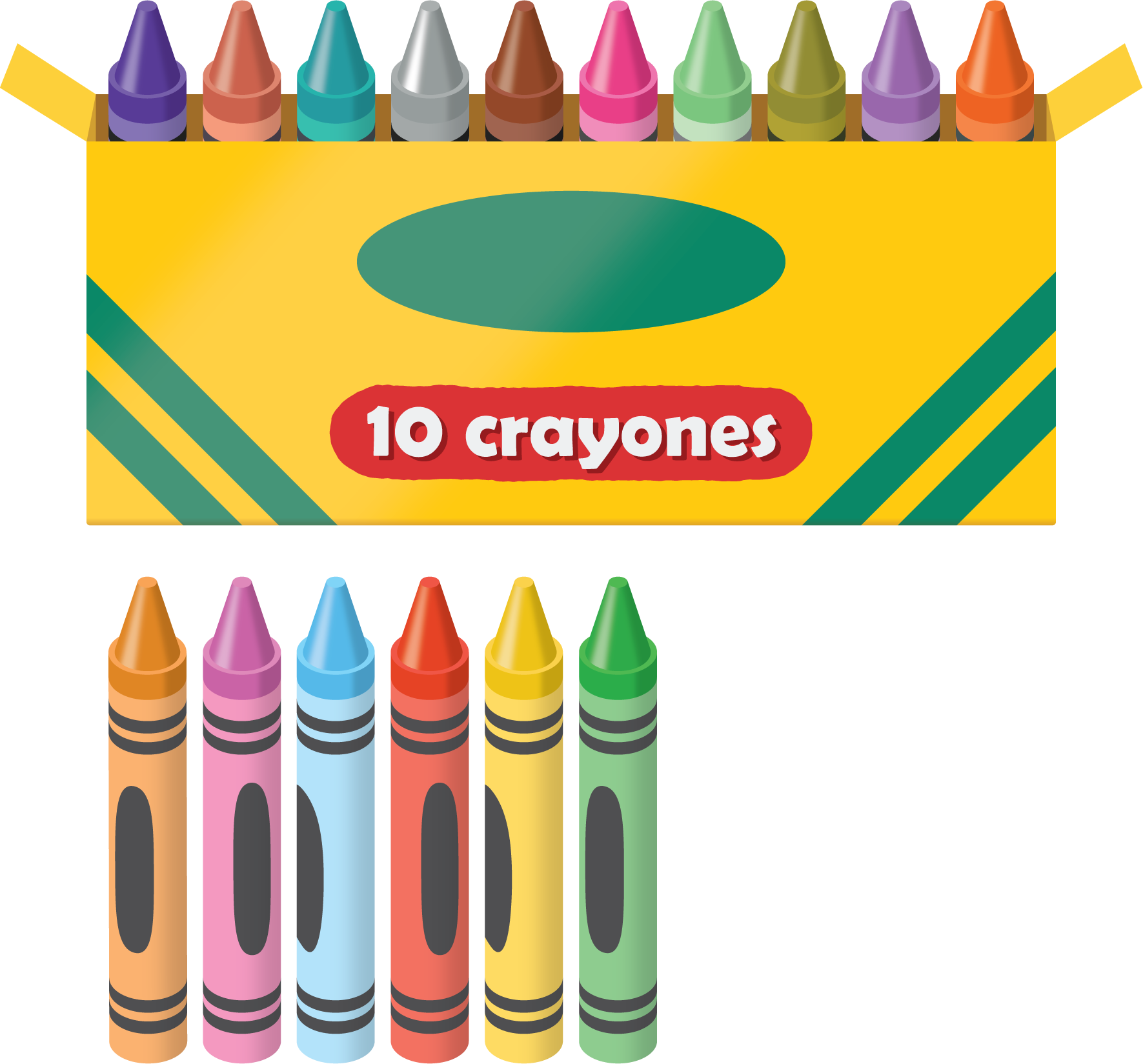 Crayons, 16.