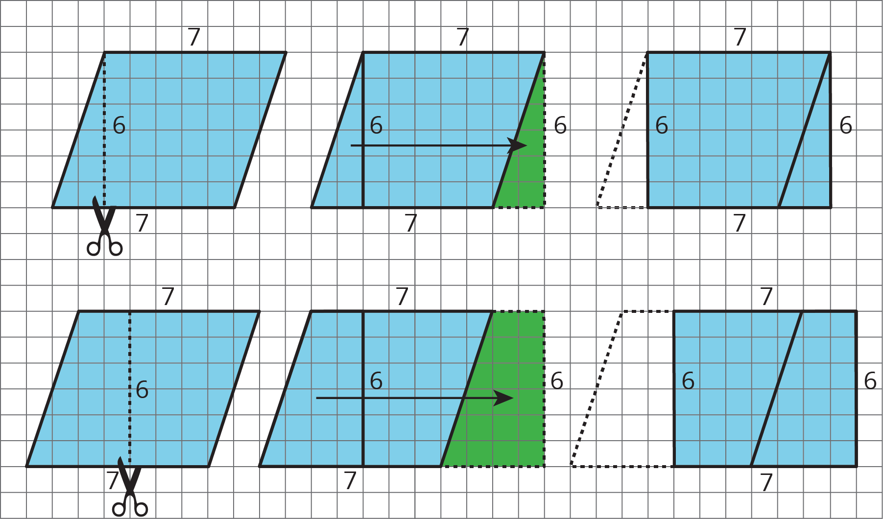 <p>6 parallelograms on a grid</p>
