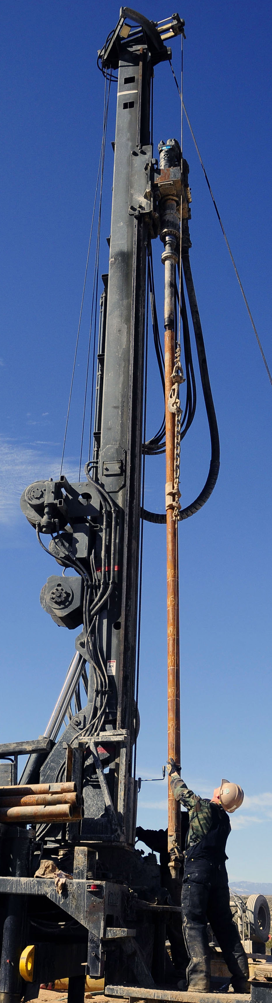 <p>Image of a water well drilling rig.</p>
