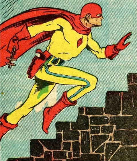 <p>Picture of a superhero running up stairs.</p>

