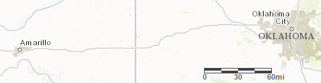 <p>a to-scale map of part of Oklahoma</p>
