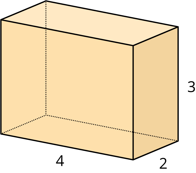 <p>A rectangular prism, base 2 units by 4 units, height 3 units.</p>
