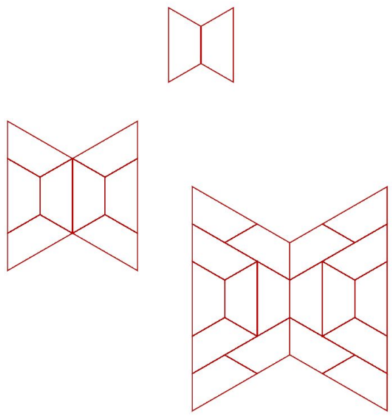 <p>Three figures composed of trapezoids.</p>
