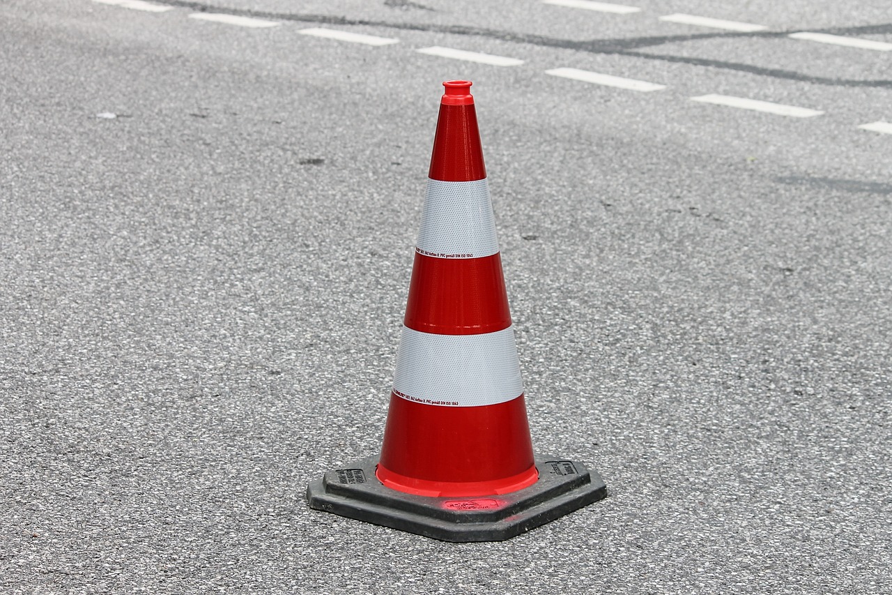 <p>Photo of a traffic pylon.</p>

