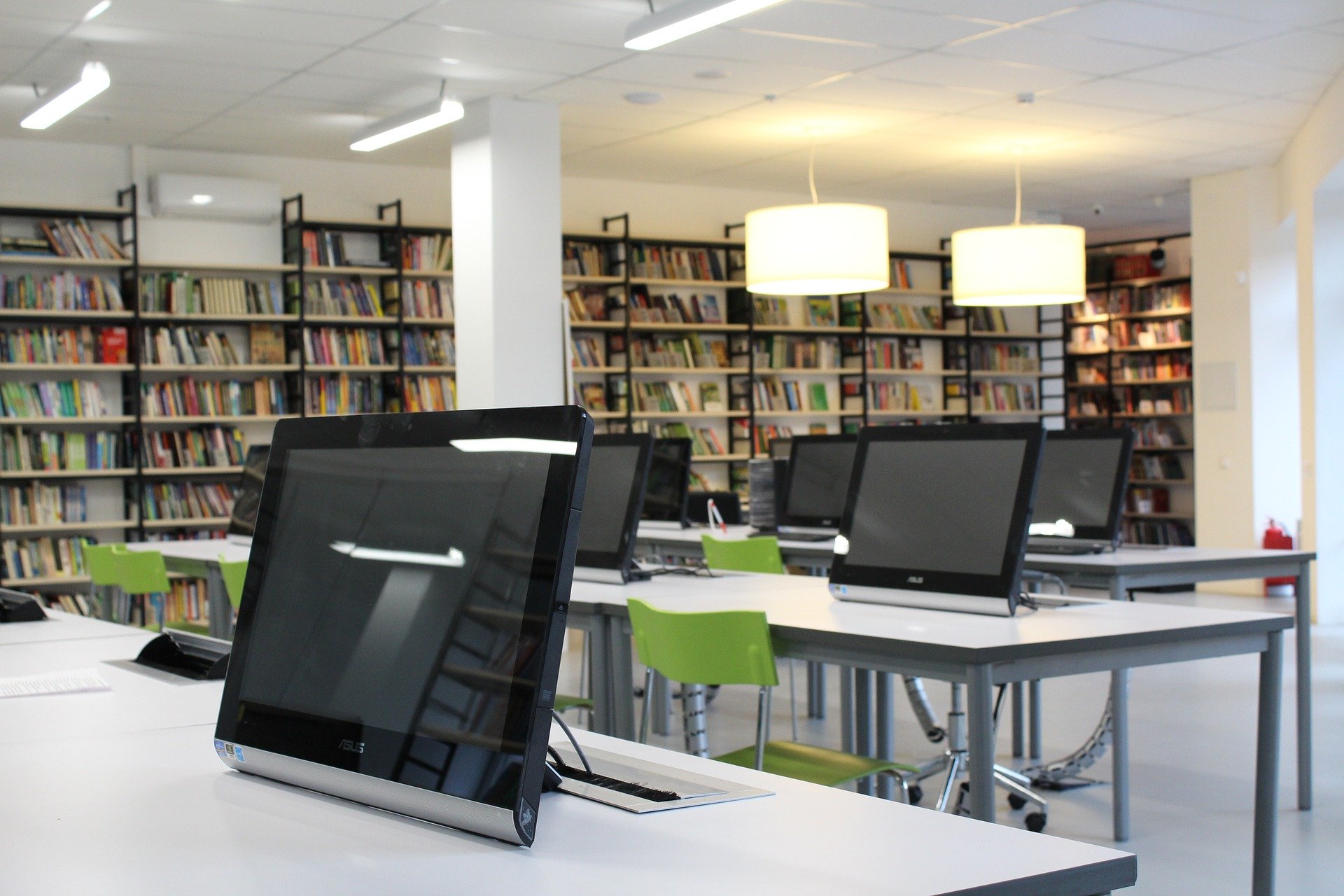 Library with computers.