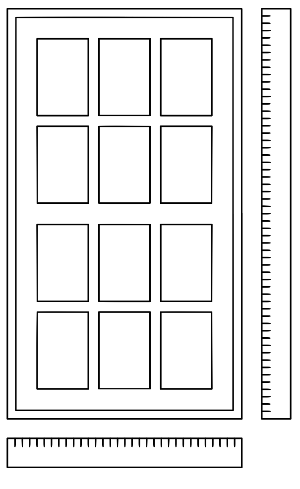 <p>Rectangular widow with rulers along the length and width</p>

