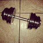 <p>Photograph of a dumbbell </p>
