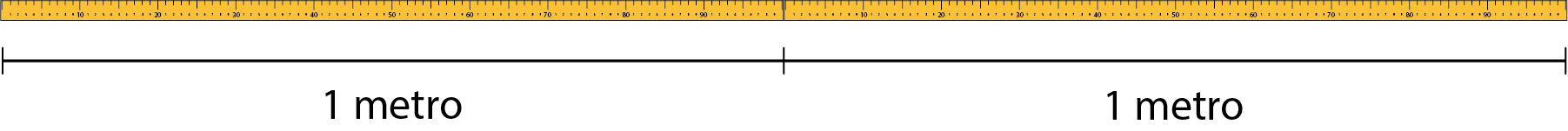 image of two meter sticks placed back to back with labels of 1 meter each.