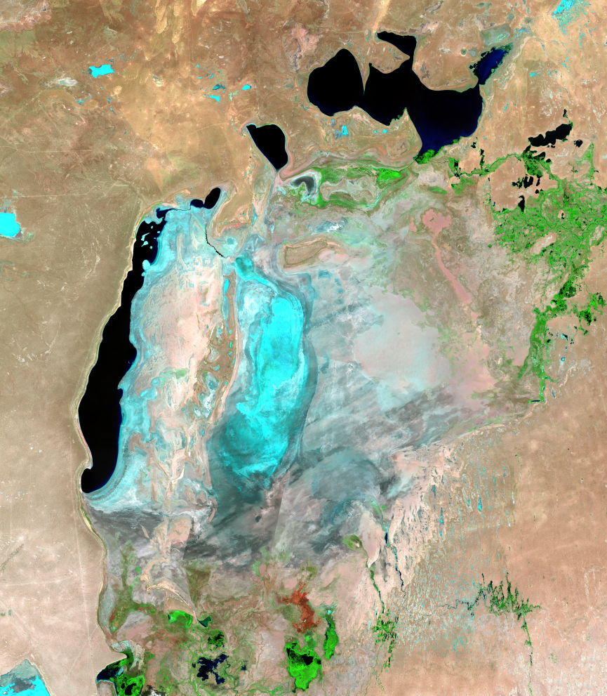 An aerial photo of a small body of water.