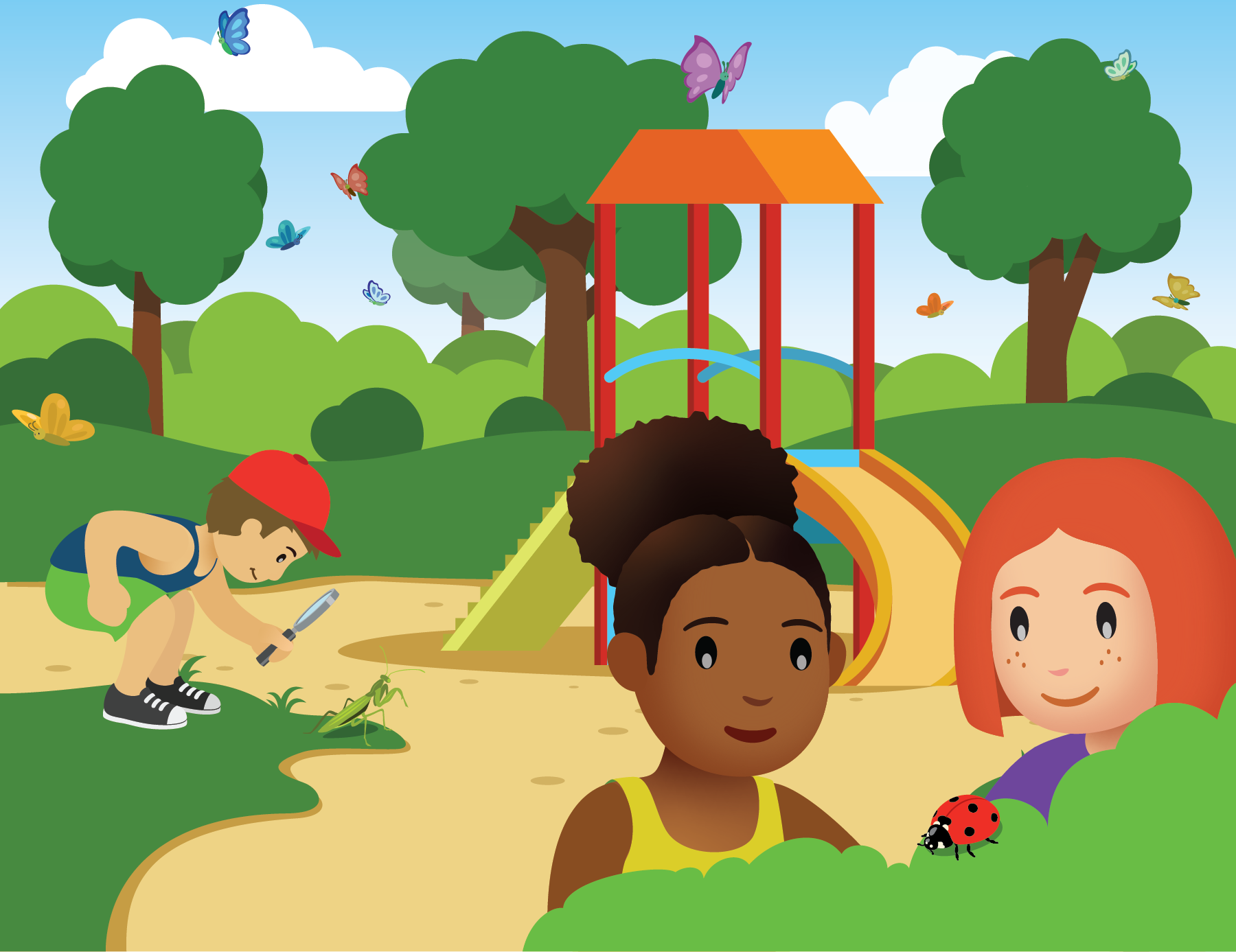 Students looking for bugs.