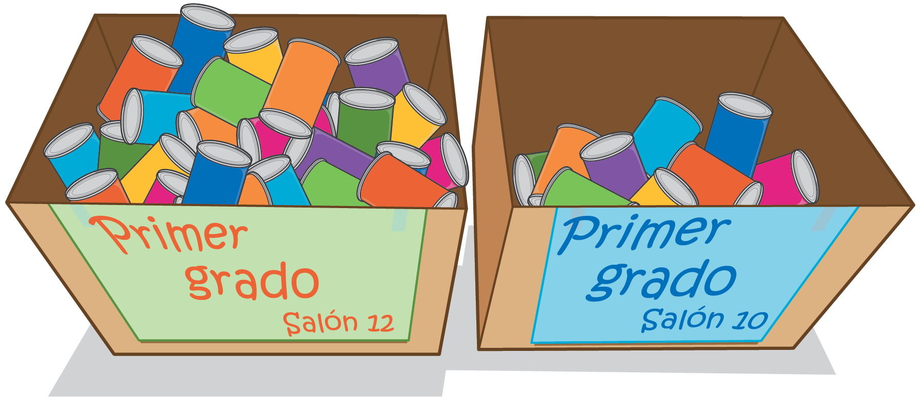 Boxes with cans.