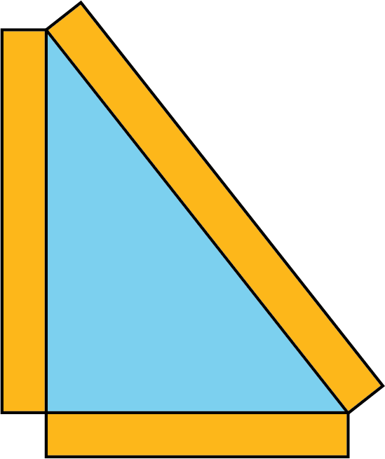 <p>A triangle formed by 3 rectangles.</p>
