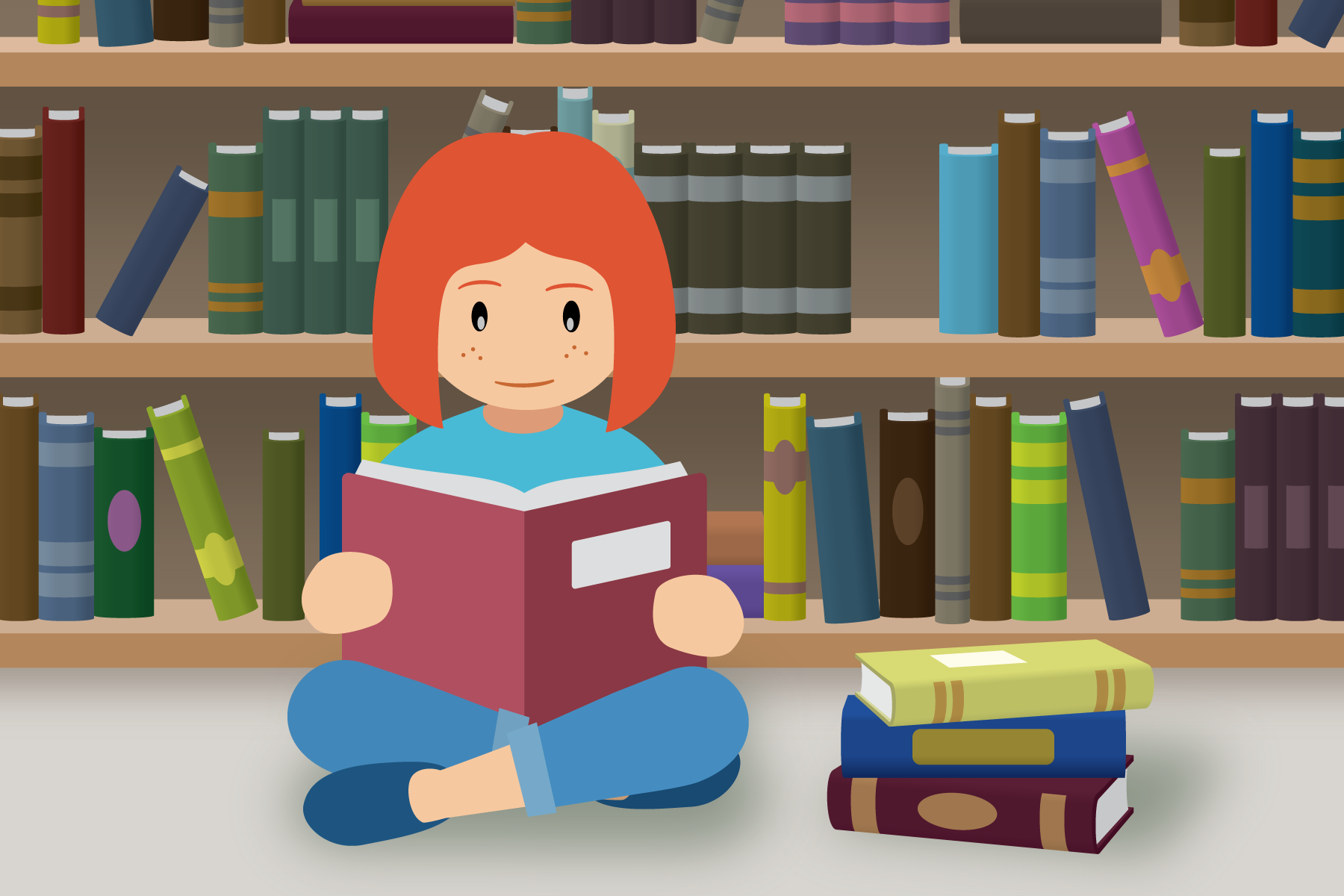 Student reading in the library.