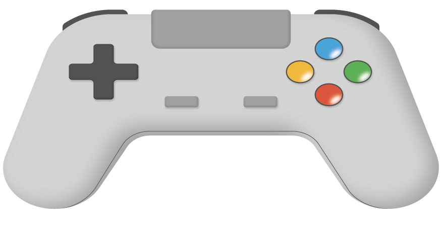 An image of a video game controller squashed in the vertical direction