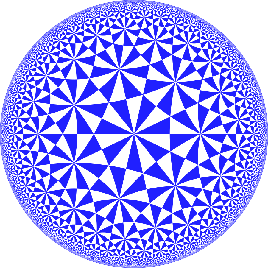 Circle. Pattern design, made of blue and white shapes of different sizes.