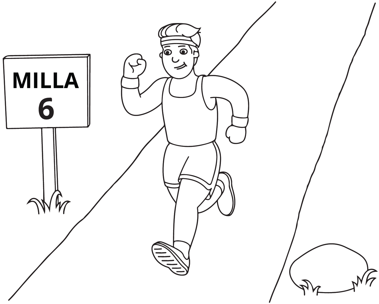 <p>Drawing of a runner at mile marker 6.</p>
