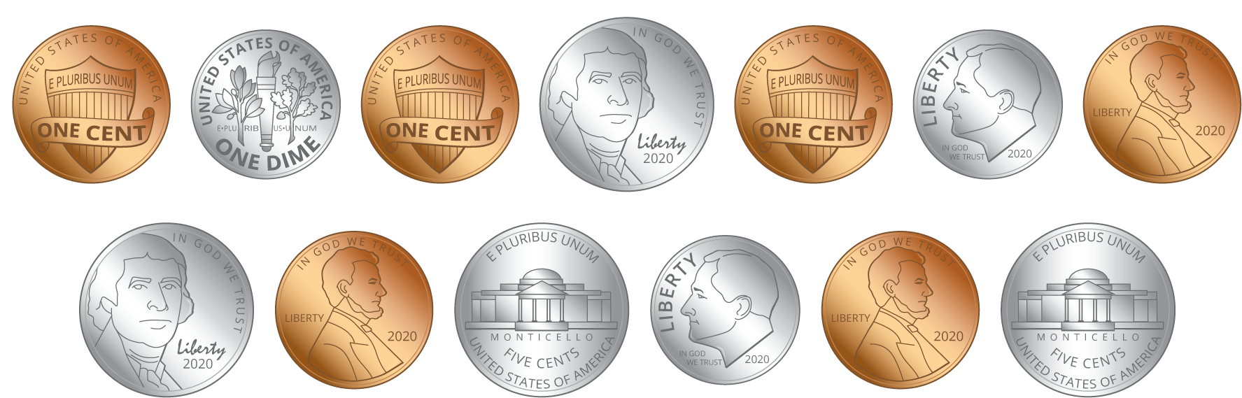 3 dimes. 4 nickels. 6 ones.
