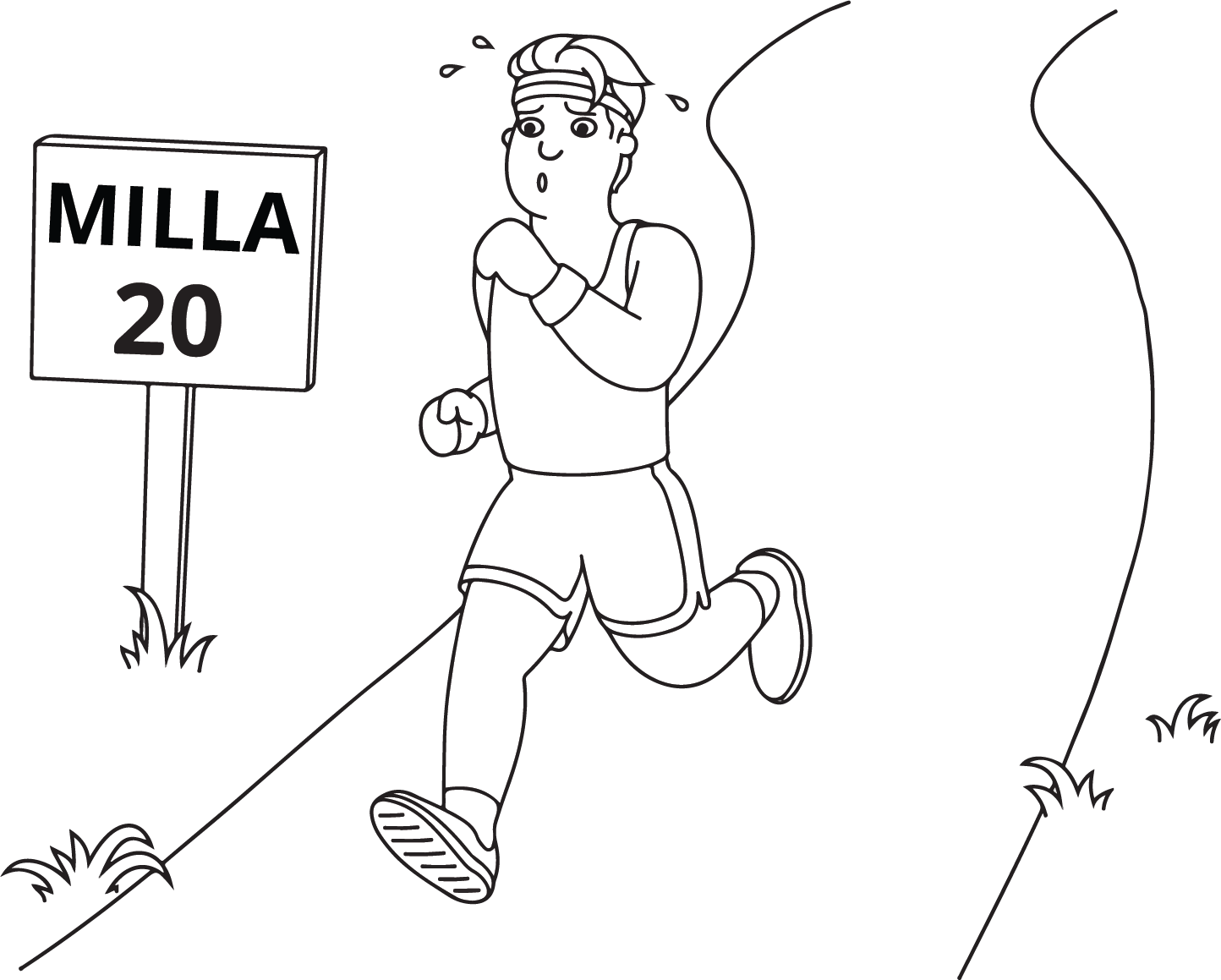 <p>Drawing of a runner at mile marker 20.</p>
