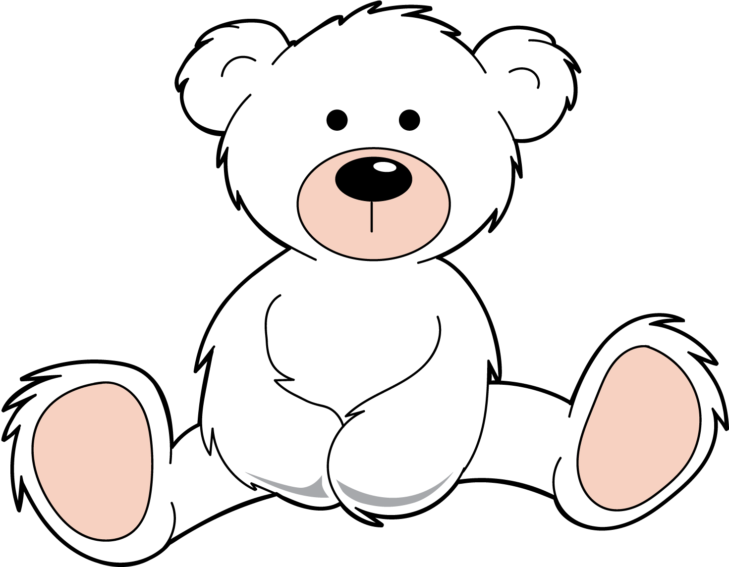  Fuzzy white teddy bear.