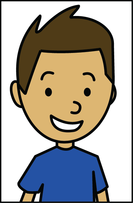 A cartoon of a boy.