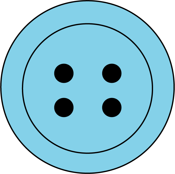 Blue round button, 4 holes.