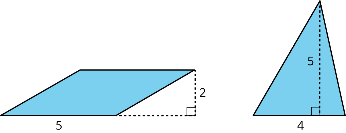 <p>Two blue shapes. One parallelogram, one triangle. </p>
