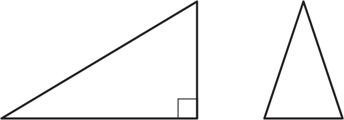 Two figures: a triangle with one angle measuring 90 degrees and a triangle with no angles measuring 90 degrees.