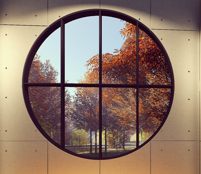 <p>A photo of a round window</p>
