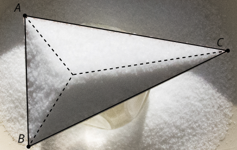 <p>Salt piled up in the form of a triangular pyramid. Labeled ABC with a center top point not labeled.</p>
