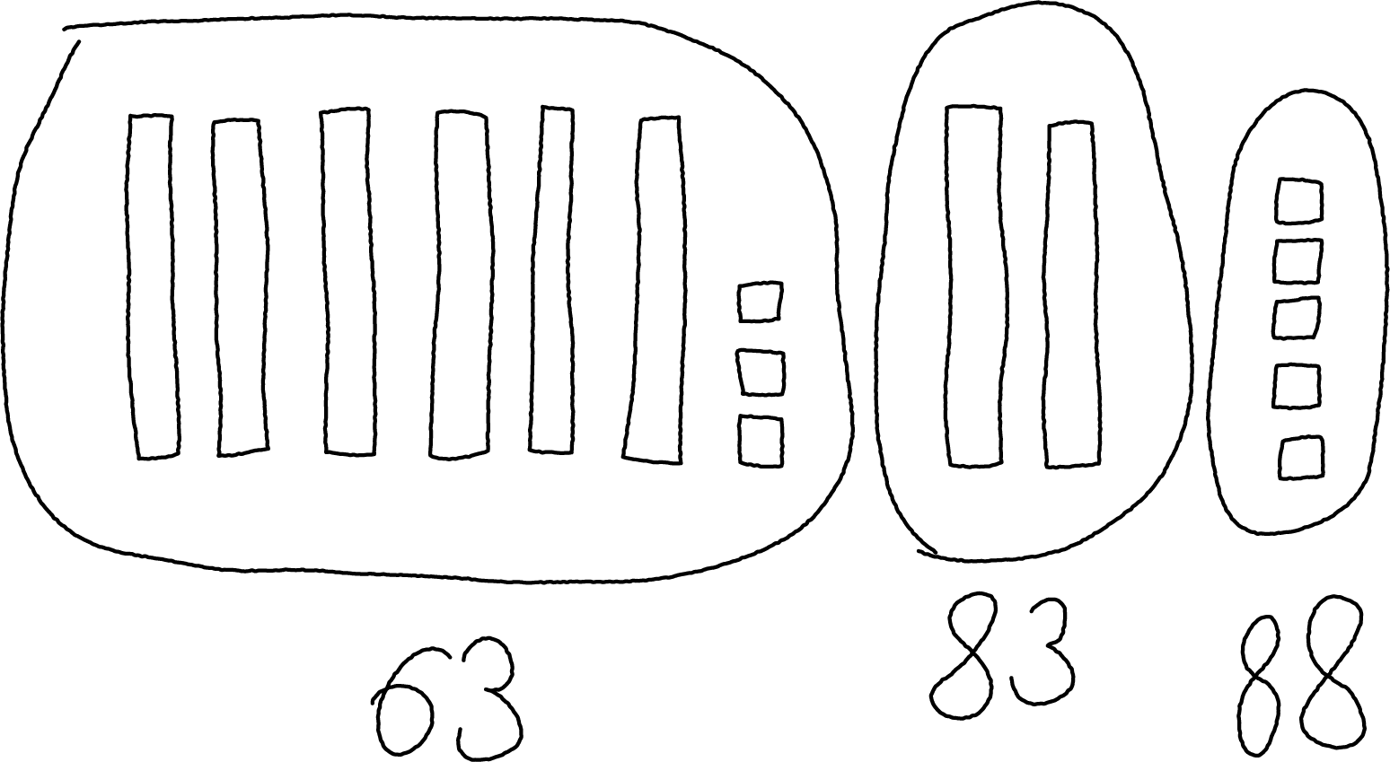 Drawing of groups of tens and ones