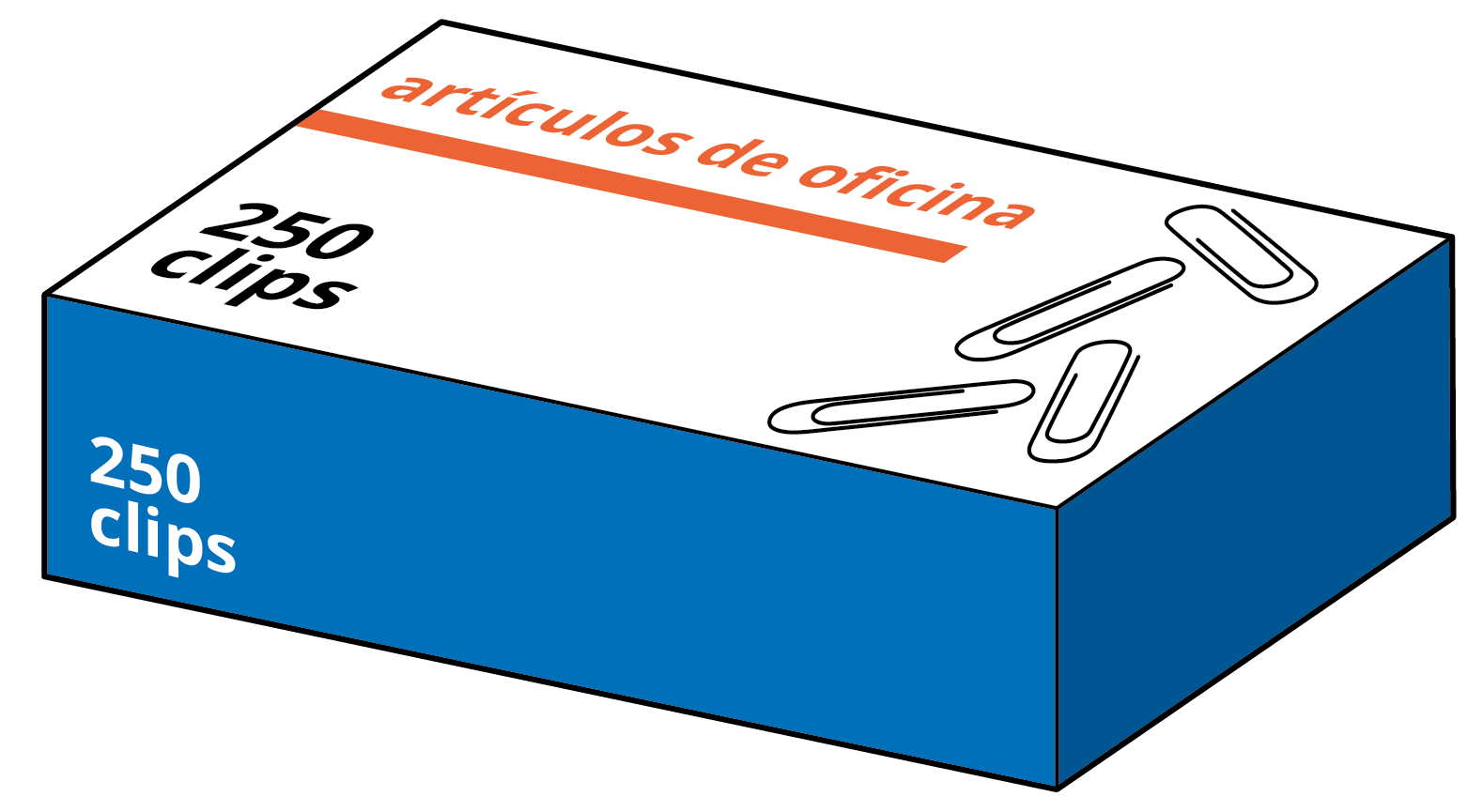 image of 1 box of paper clips containing two hundred fifty paper clips.