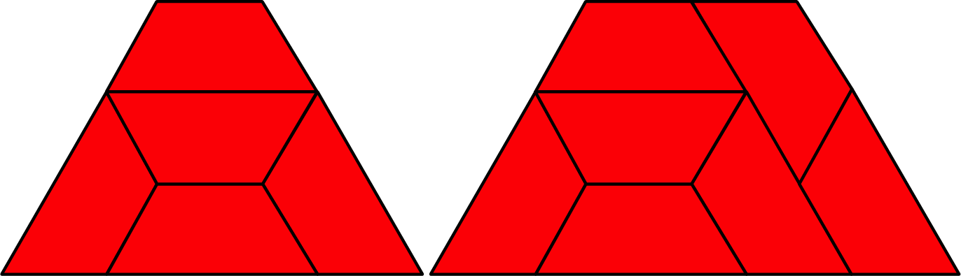 <p>Two figures of pattern blocks.</p>
