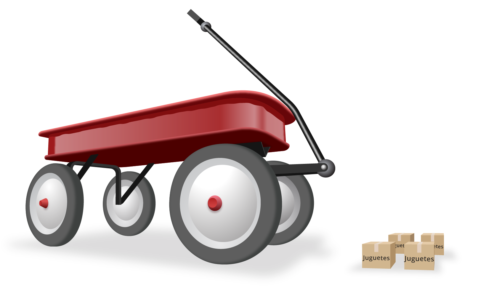 image of a giant wagon and four small toy boxes