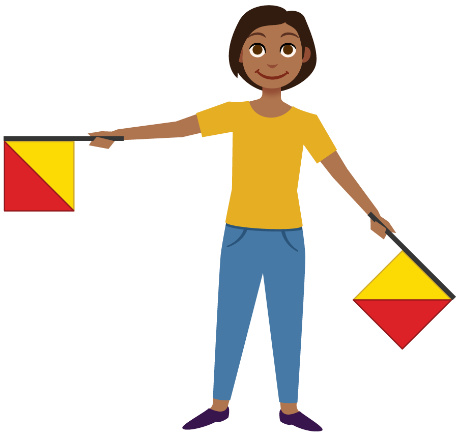<p>Flag semaphore figure.</p>

