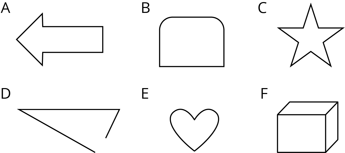 <p>Six figures labeled A, B, C, D, E, F.</p>
