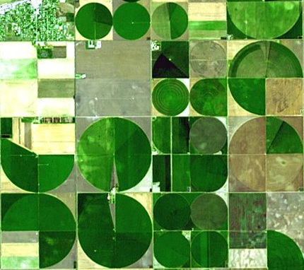 <p>Images of fields to find the area using circles.</p>
