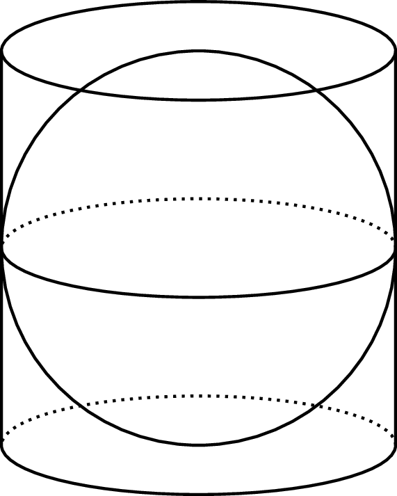 <p>A sphere in a cylinder.</p>
