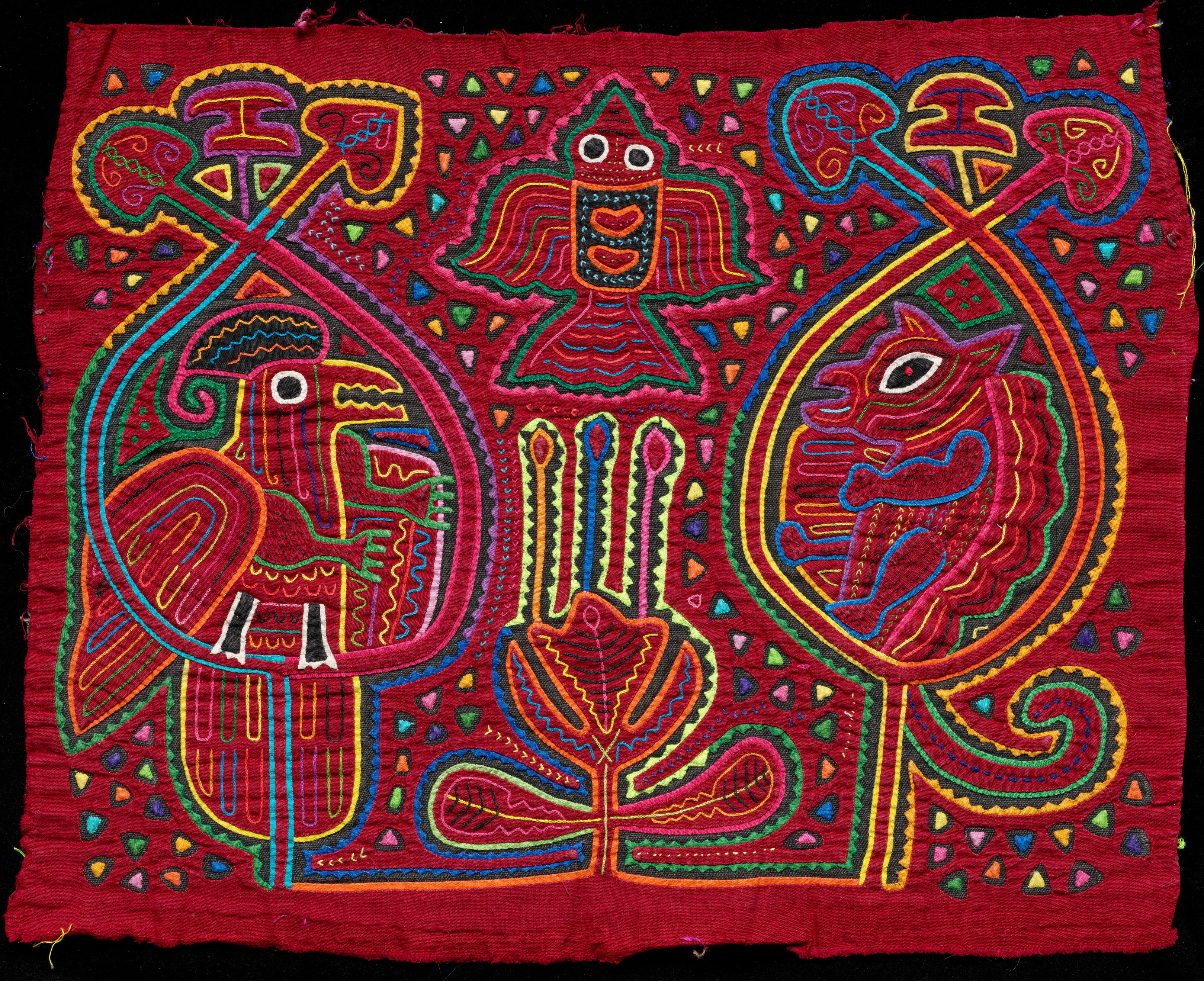 Image of fabric with a colorful design.
