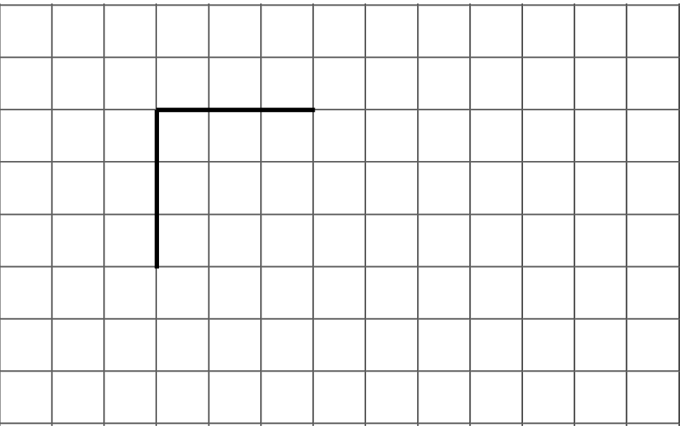 2 connected line segments on grid. Top segment, horizontal, 3 units. Left segment, vertical, 3 units.