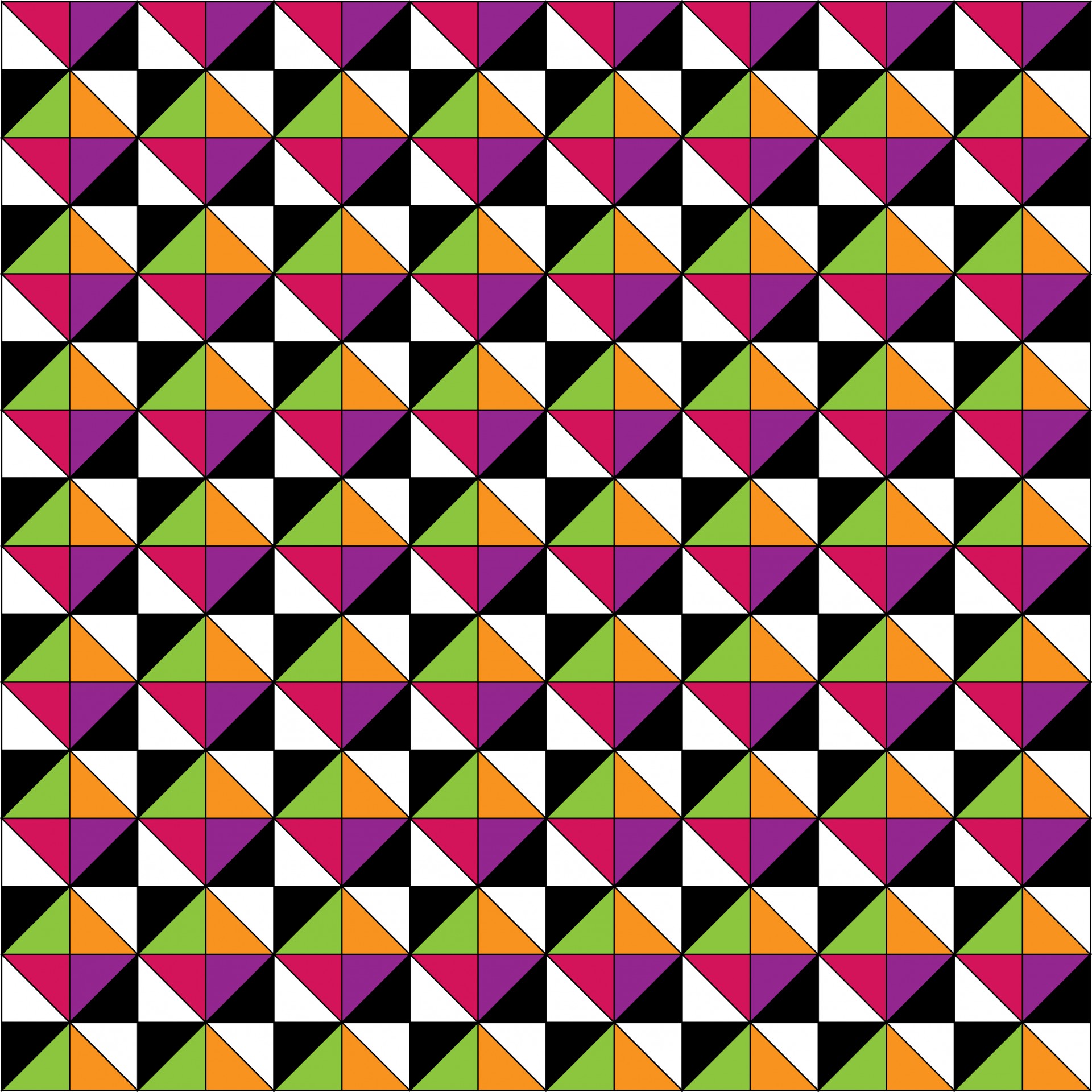 <p>A colorful pattern of triangles and rectangle.</p>
