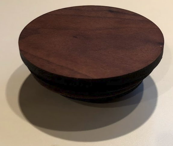 <p>Photograph of wooden cross sections of a sphere </p>
